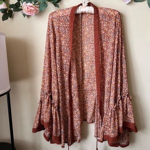 Brown Floral Free People Kimono